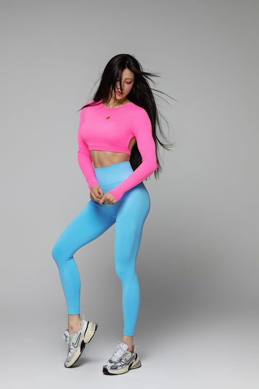 Reyna Women's Backless Long Sleeve Yoga Set – Fitted Bra & High-Waist Leggings